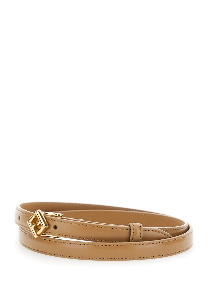 Fendi Women Beige Belt With Buckle With Ff Logo In Leather Woman