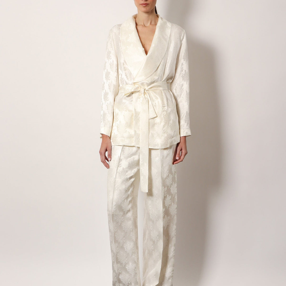 Fendi Women Jacquard Silk Blazer With Floral Motif