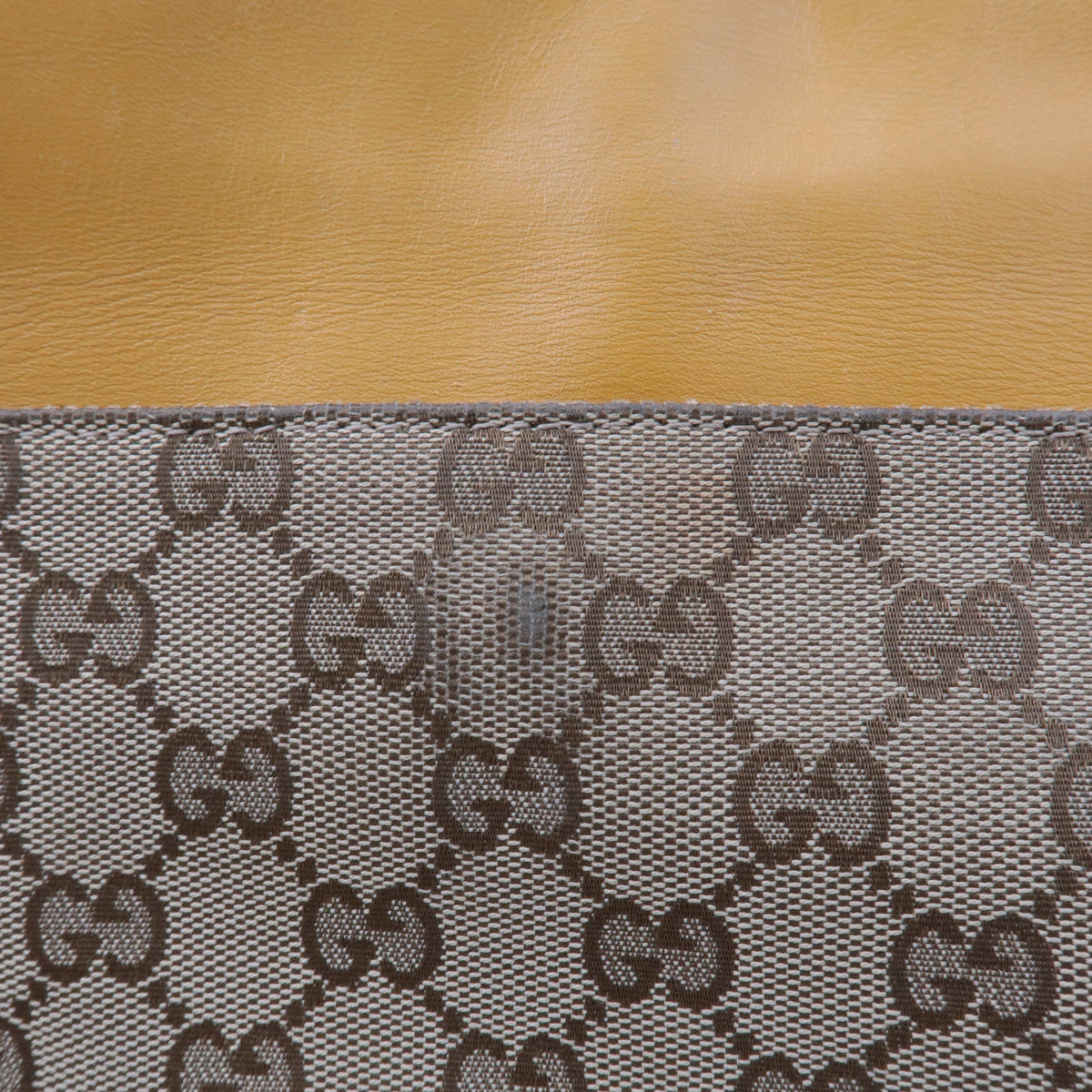 GUCCI GG Canvas Leather Shoulder Bag Beige Brown Yellow 308452