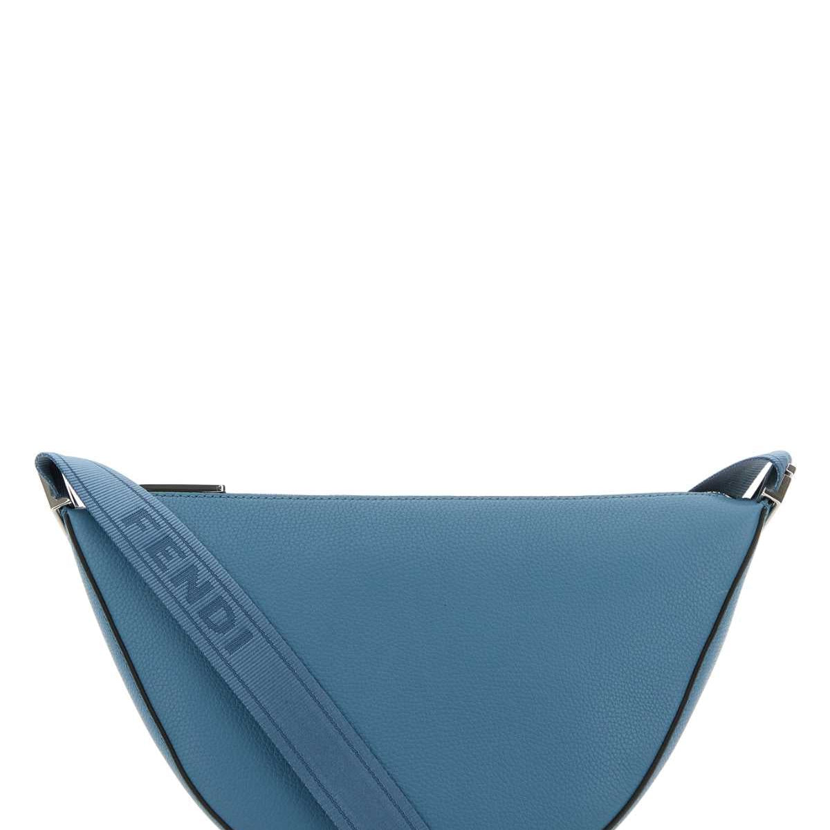 Fendi Men Cerulean Blue Leather Small Fendi Melon Crossbody Bag