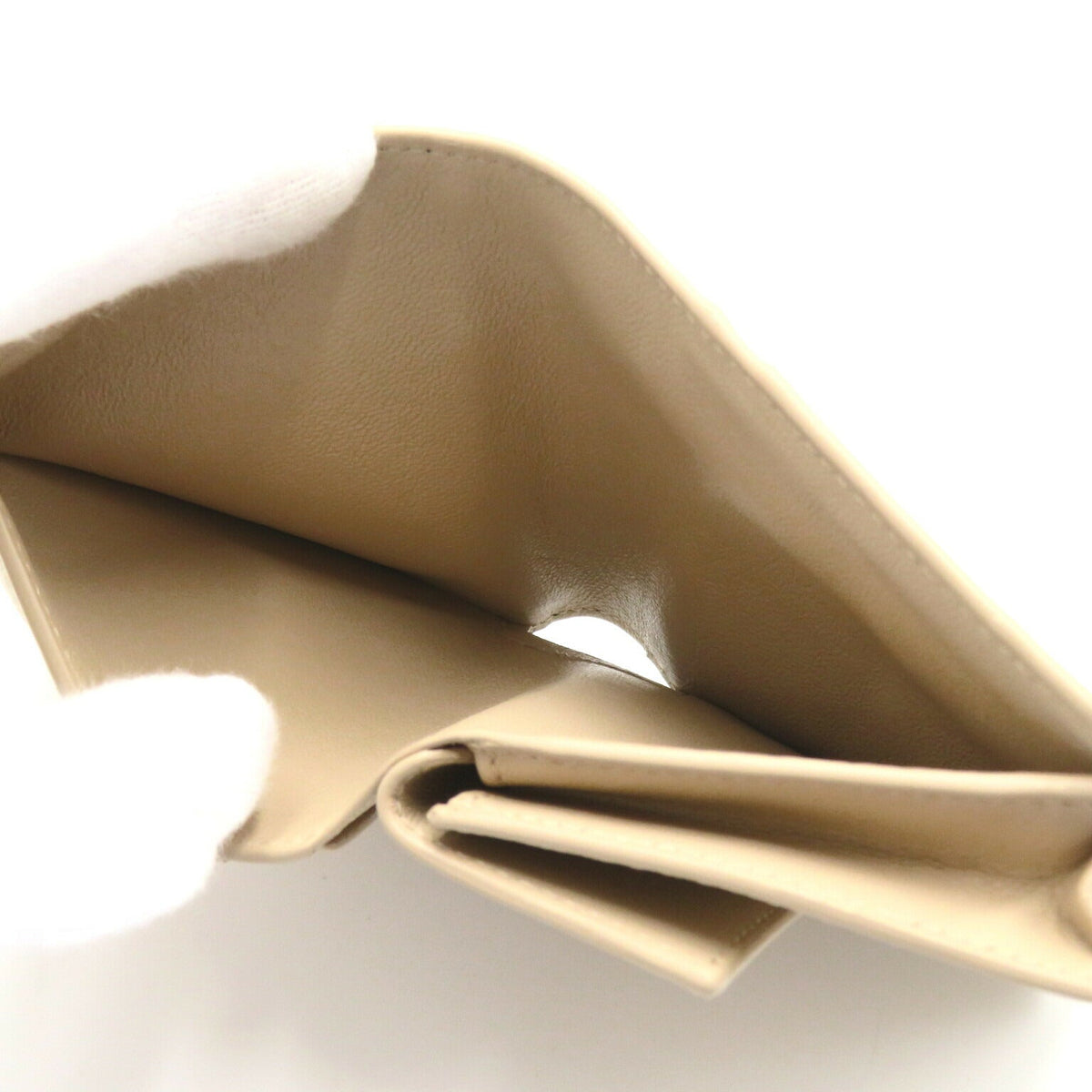 balenciaga Leather Bifold Wallet Beige