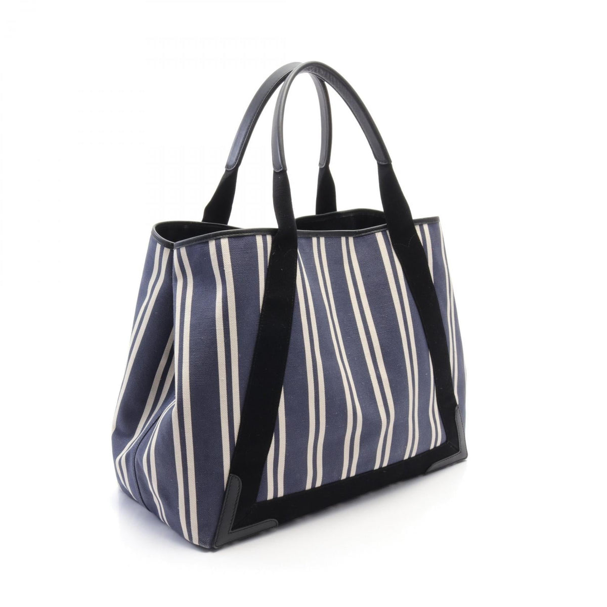 balenciaga Navy Cabas M Canvas Leather Tote