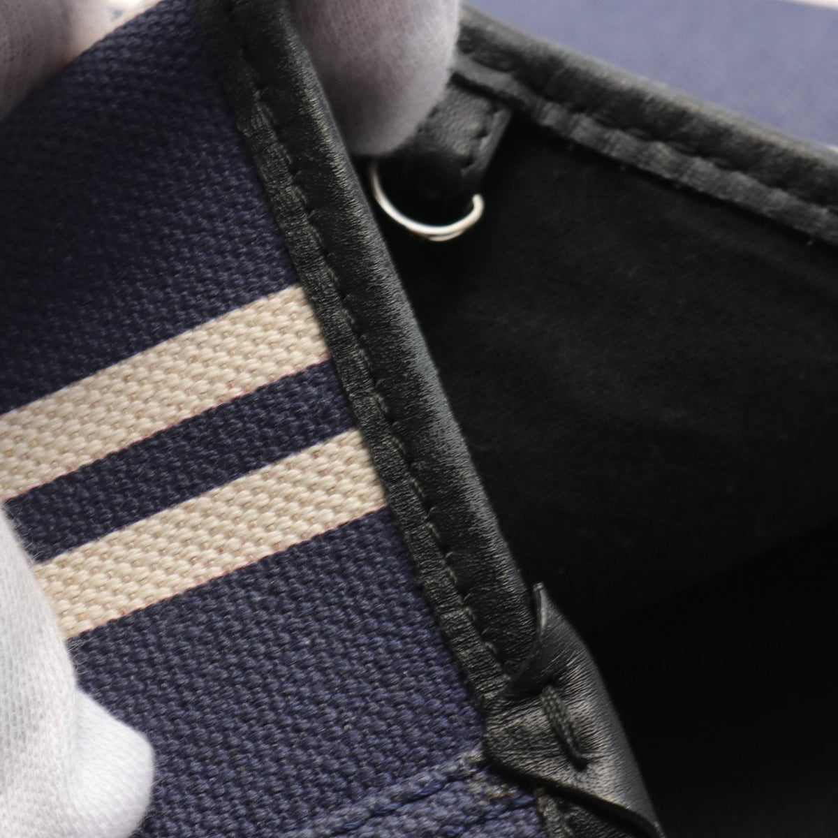 balenciaga Navy Cabas M Canvas Leather Tote