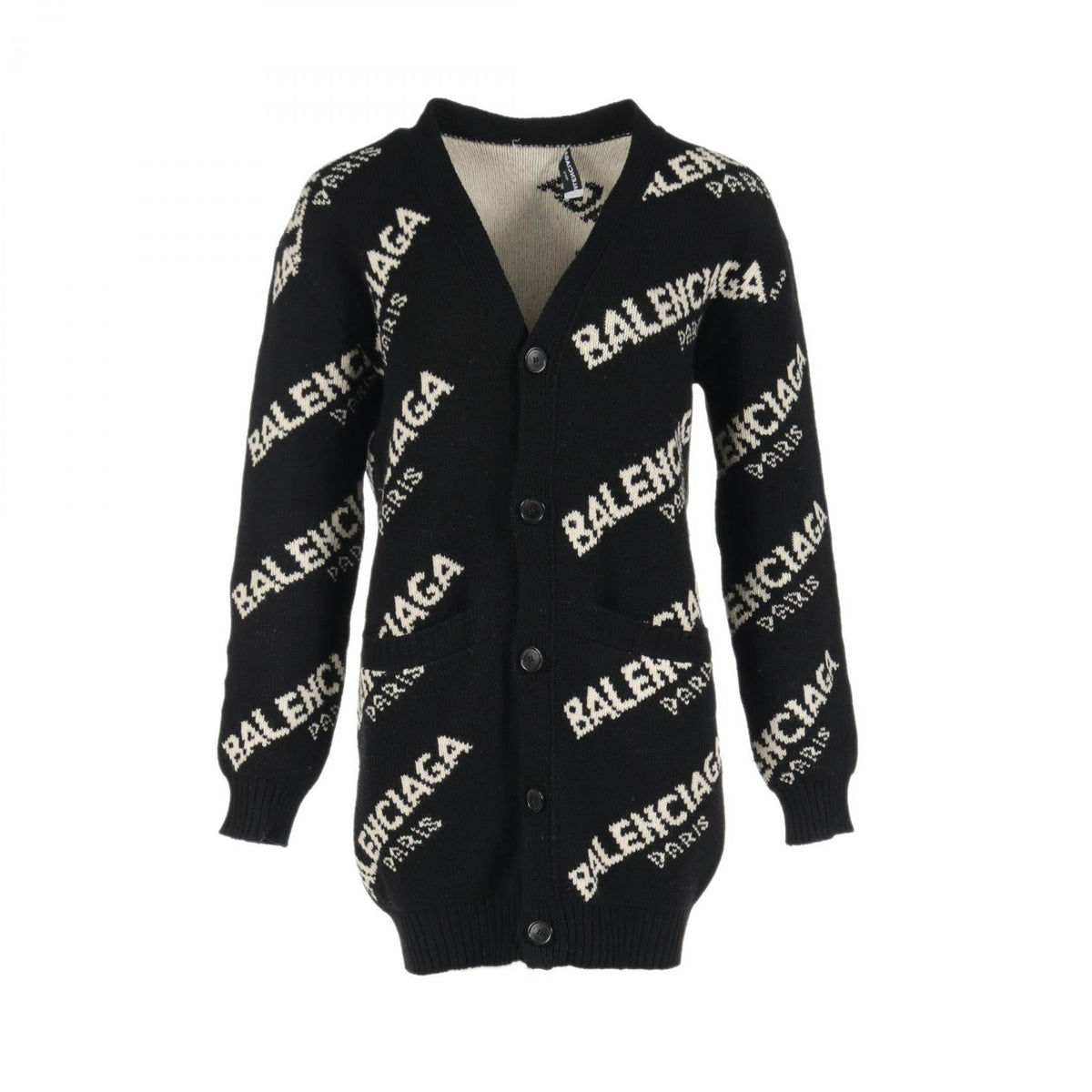 balenciaga Wool Camel Logo Cardigan