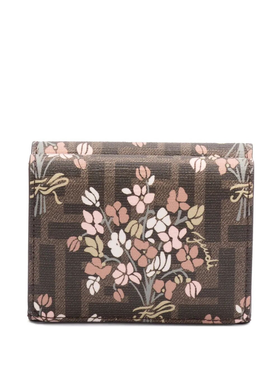 Fendi Women Fendi Flower Bouquet Ff Fabric Medium Tri-Fold Wallet