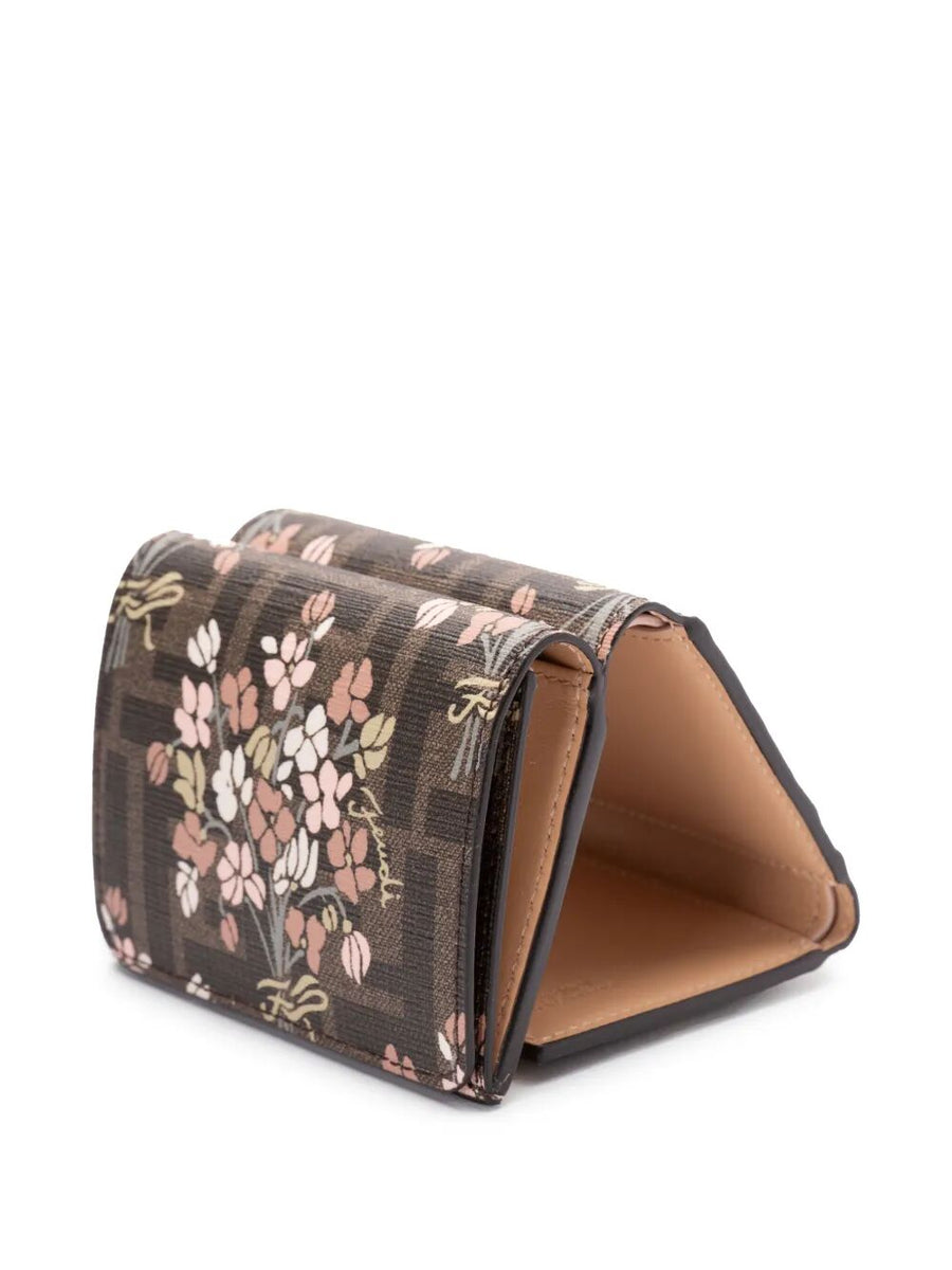 Fendi Women Fendi Flower Bouquet Ff Fabric Medium Tri-Fold Wallet