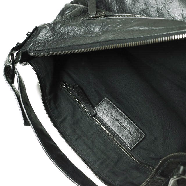 balenciaga Leather Day Messenger Bag Black