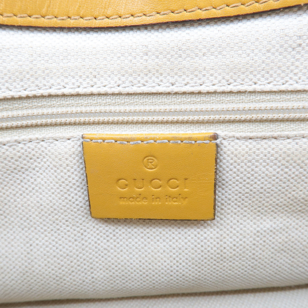 GUCCI GG Canvas Leather Shoulder Bag Beige Brown Yellow 308452