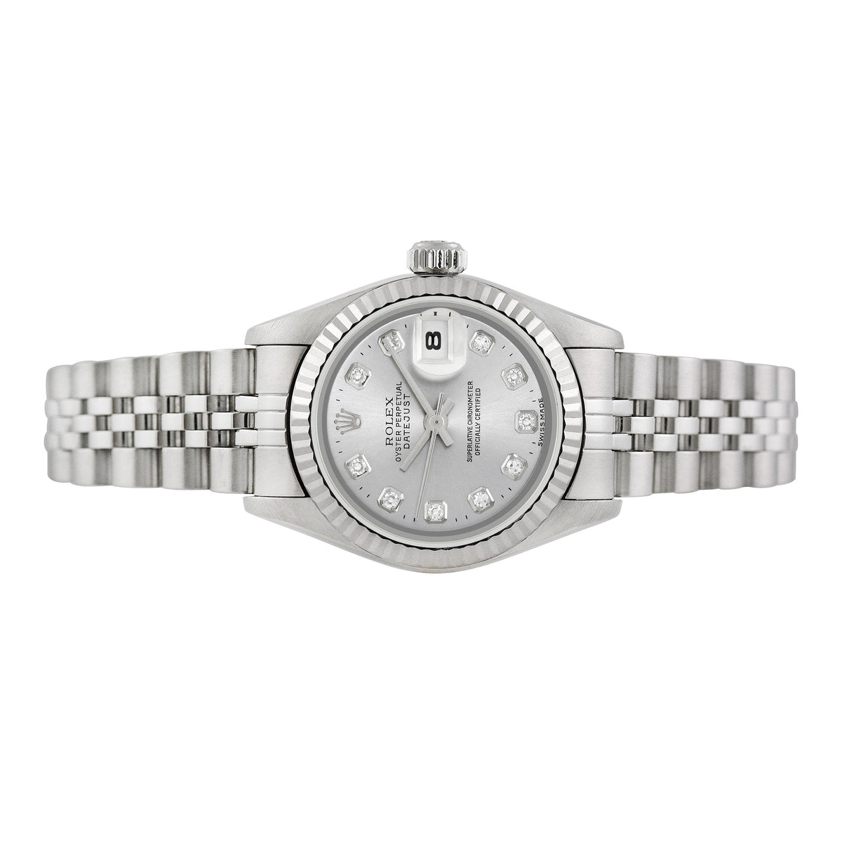 Rolex Ladies Stainless Steel Datejust with factory diamonds, item #20