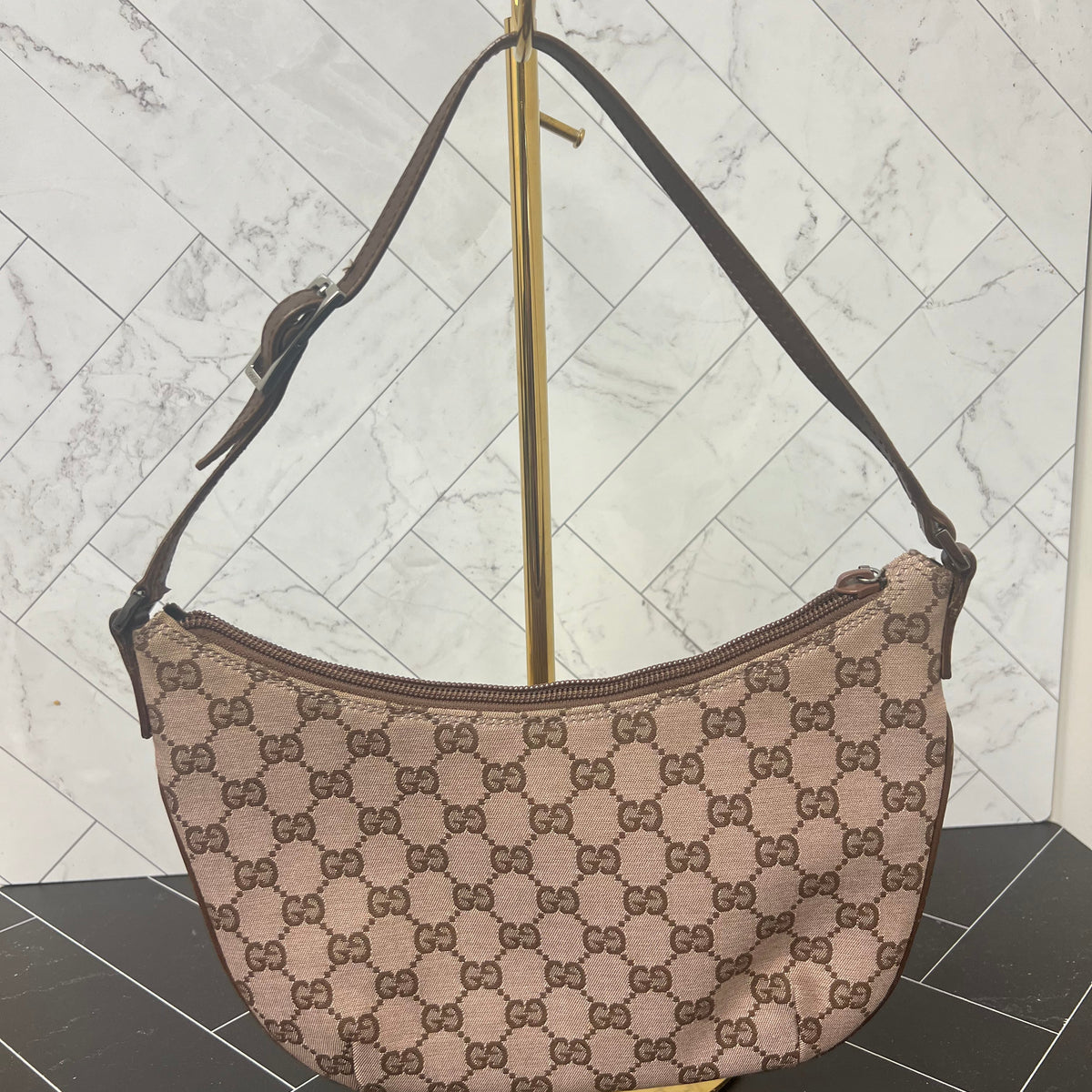 Gucci GG Brown Canvas Shoulder Bag