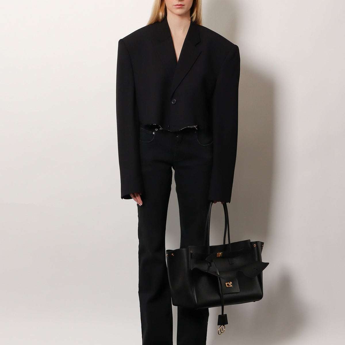 Balenciaga Women Single Breasted Cut Off Viscose And Wool Blazer