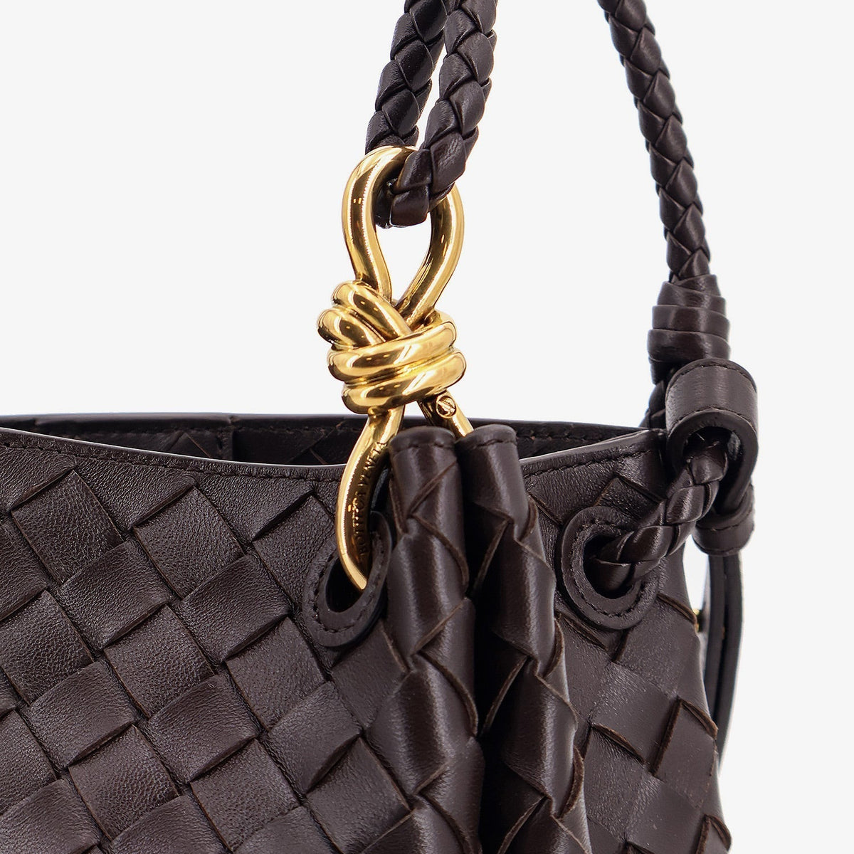 Bottega Veneta Women Parachute Leather Shoulder Bag With Intrecciato Motif And Knot Detail