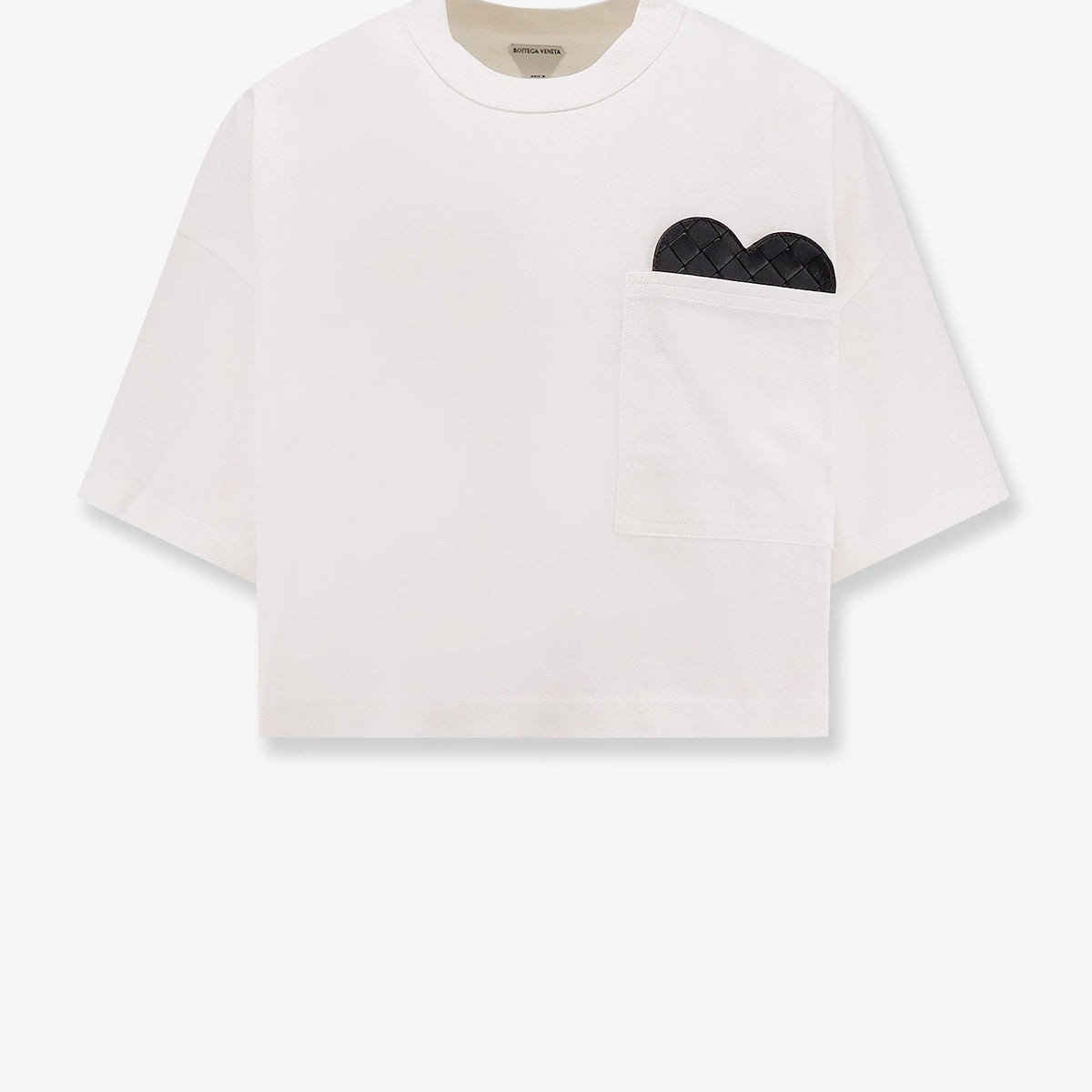 Bottega Veneta Women Cotton T-Shirt With Intrecciato Leather Detail