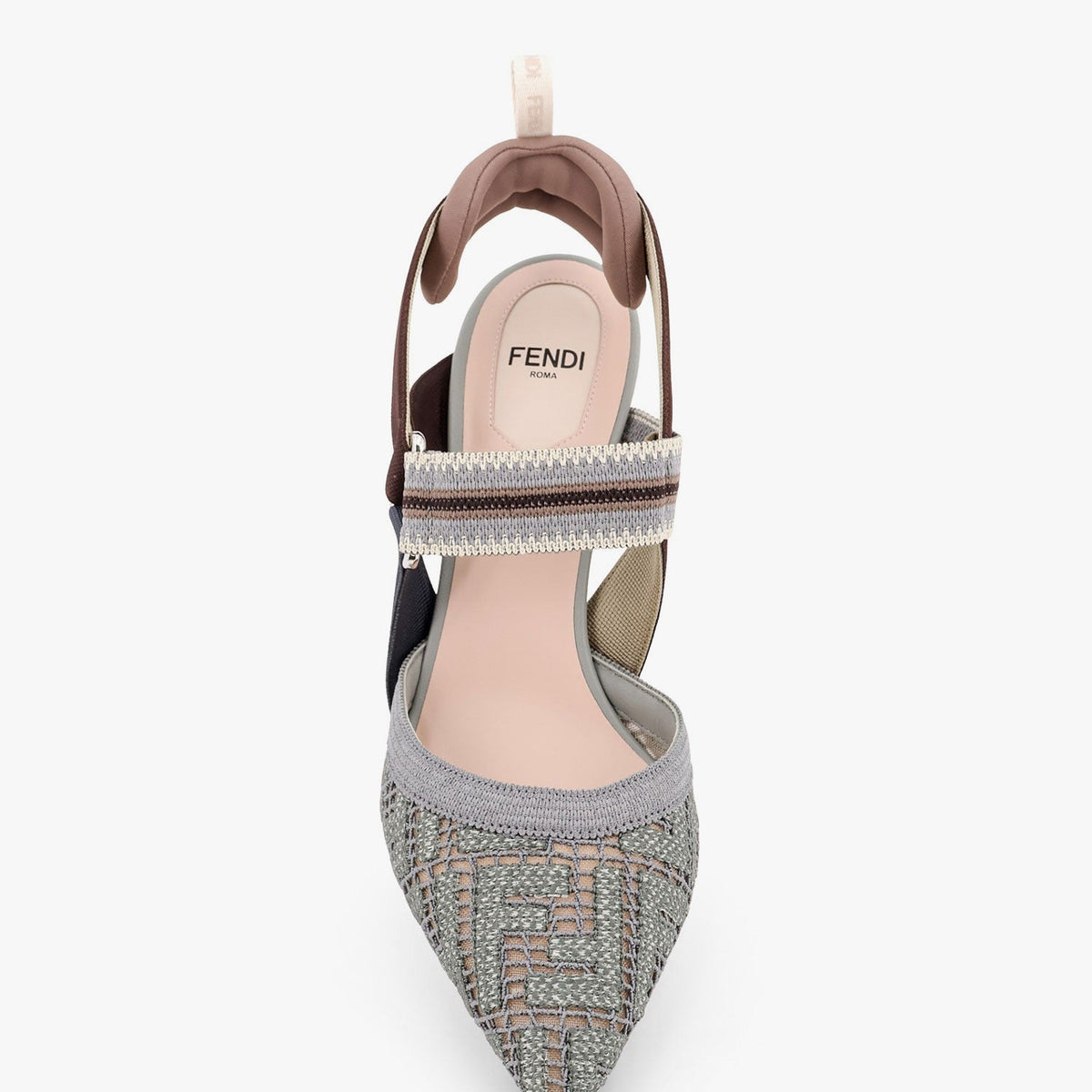 Fendi Women Colibrã¬ Mesh Slingback With Ff Embroidery