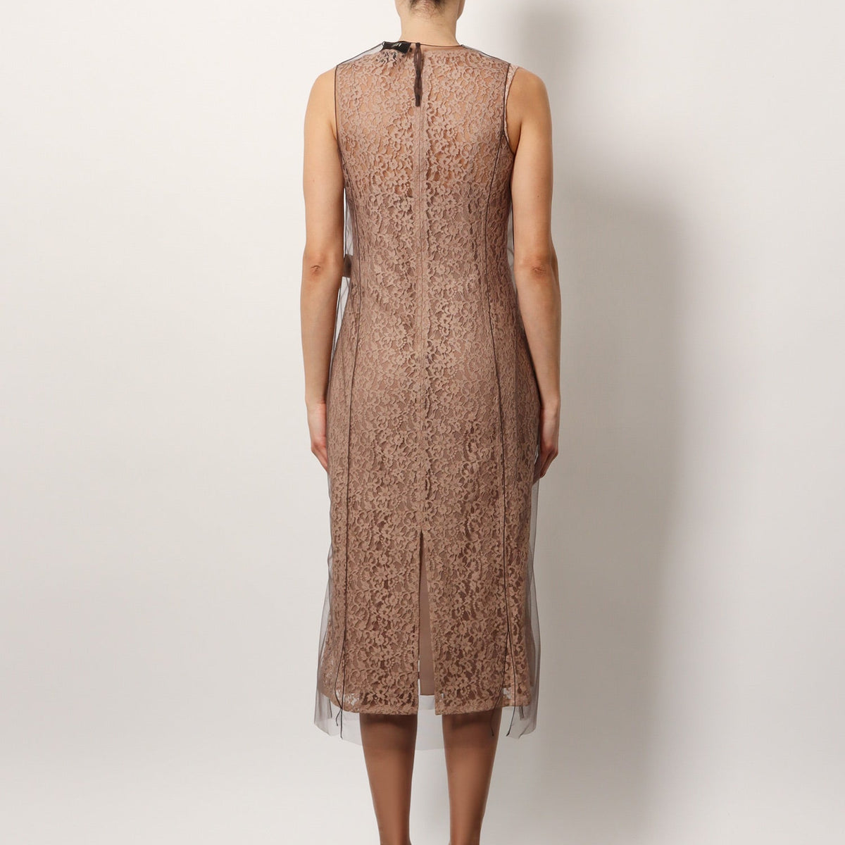 Fendi Women Midi Floral Lace And Tulle Dress