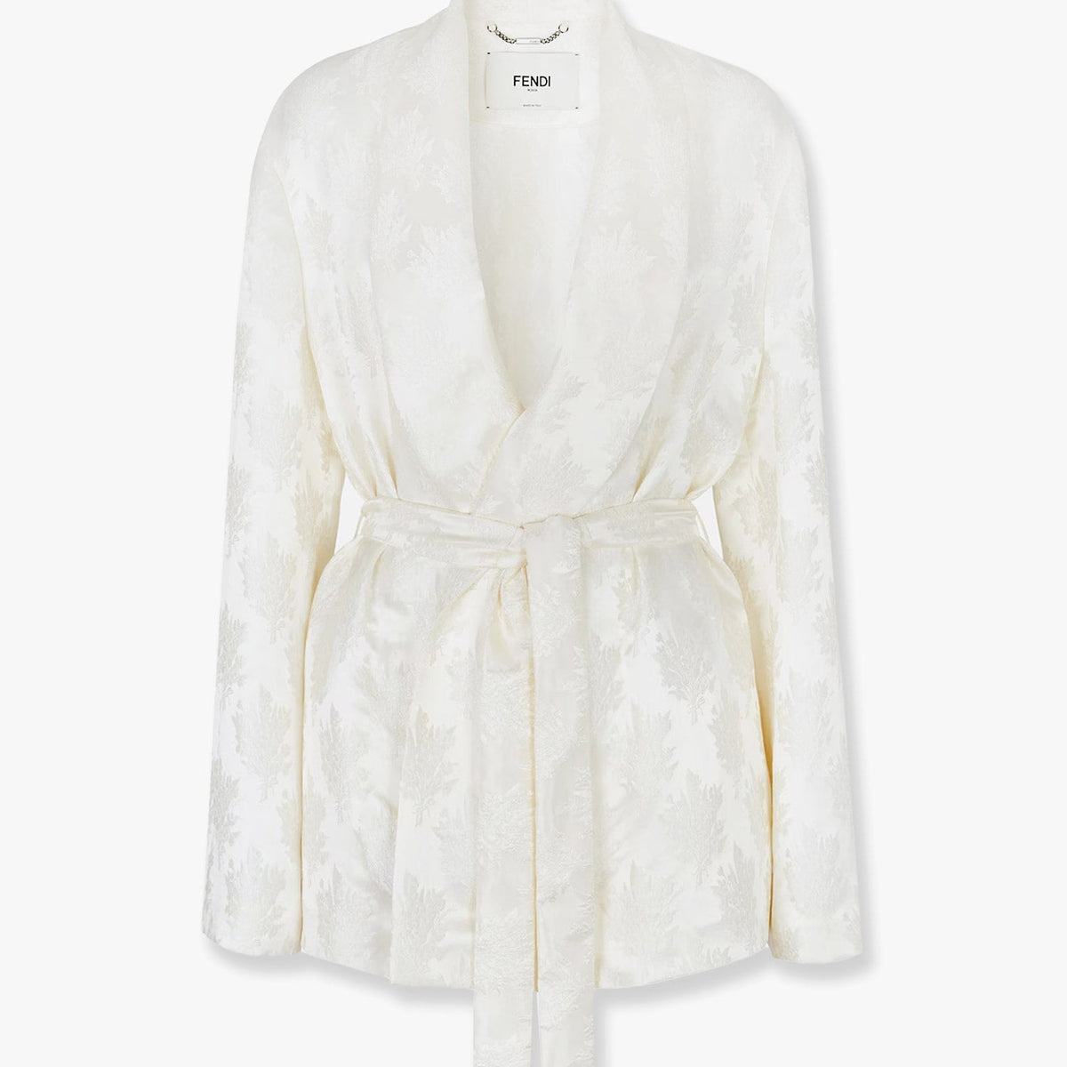 Fendi Women Jacquard Silk Blazer With Floral Motif