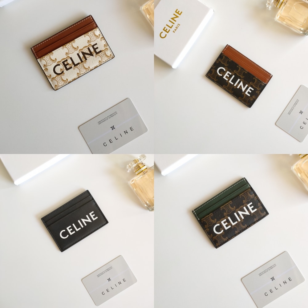 CELINE CARD HOLDER IN TRIOMPHE CANVAS WITH CELINE PRINT BLACK 10CM