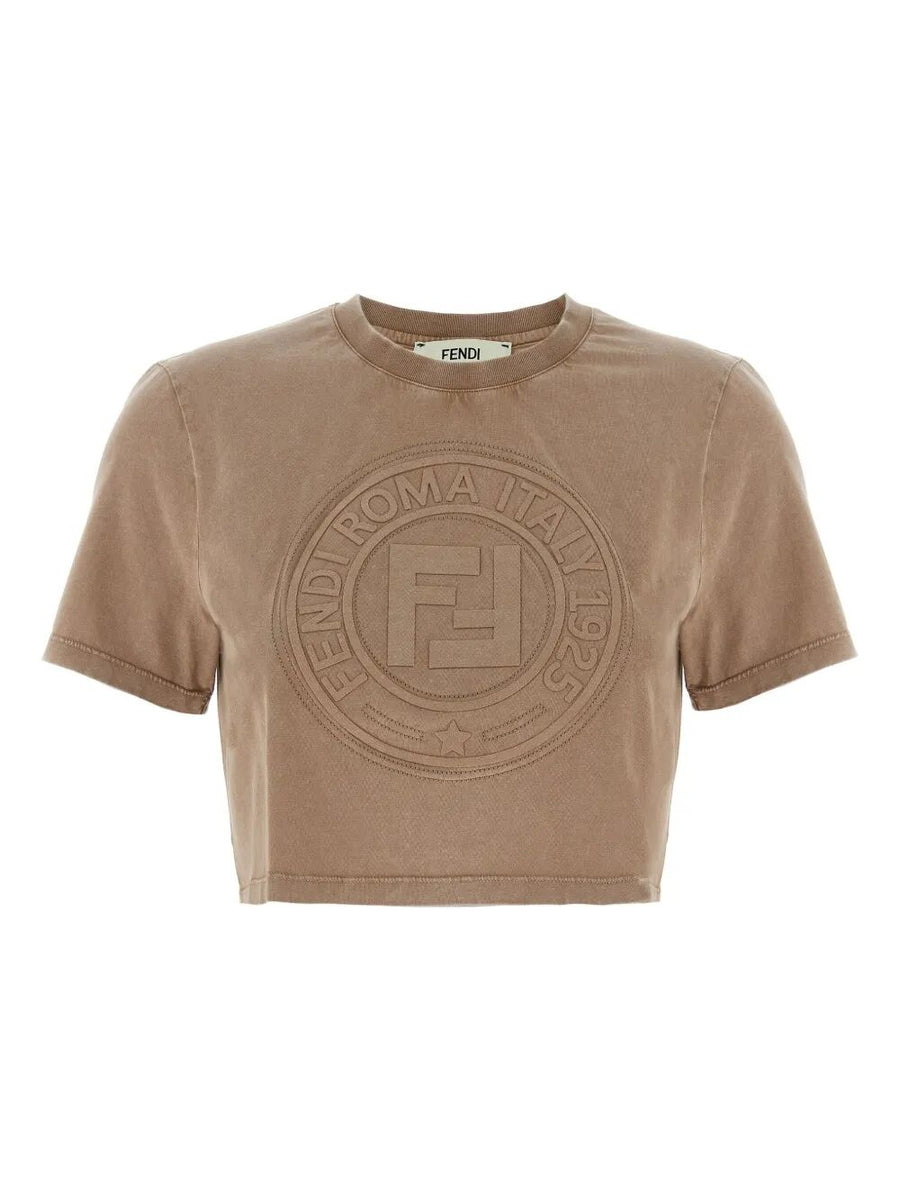 Fendi Women 3D Fendi Roma Cropped T-Shirt