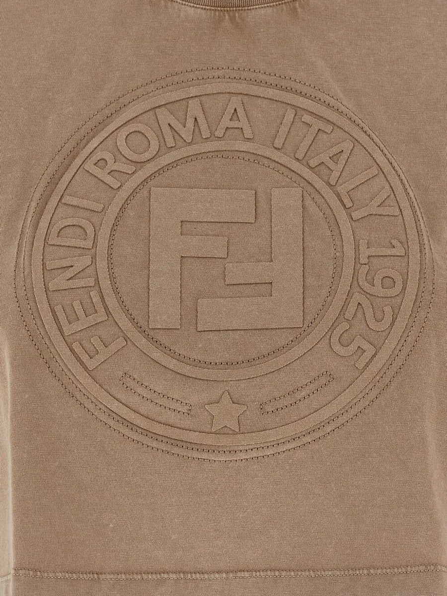Fendi Women 3D Fendi Roma Cropped T-Shirt