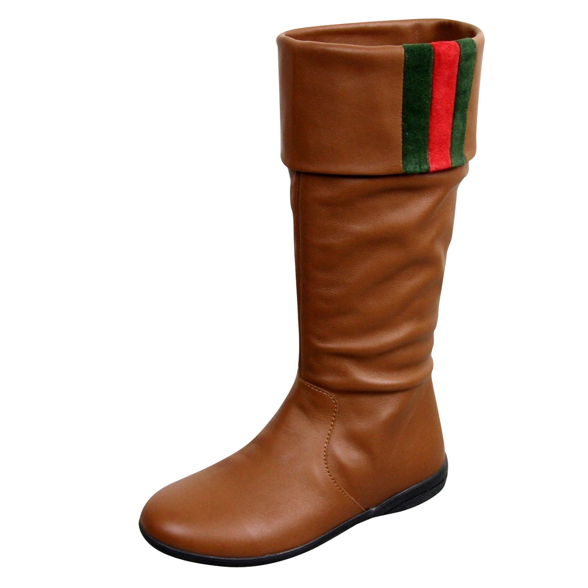 Gucci Kids Brown Leather Boots With Web Detail