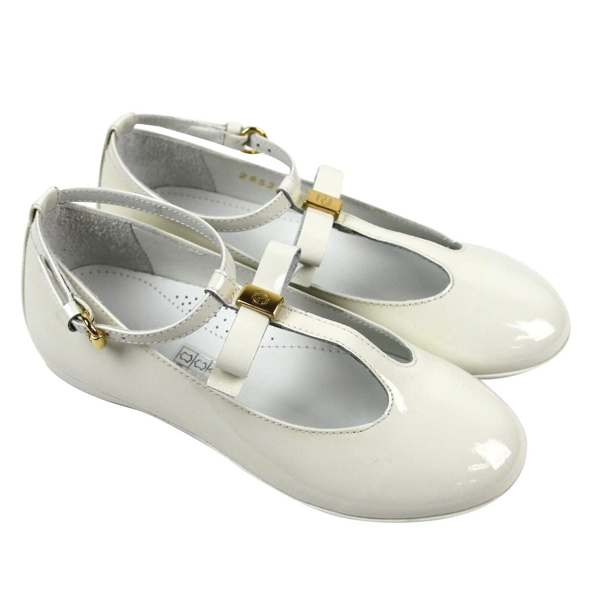 Gucci Kids White Patent Leather Ballet Flat With Bow