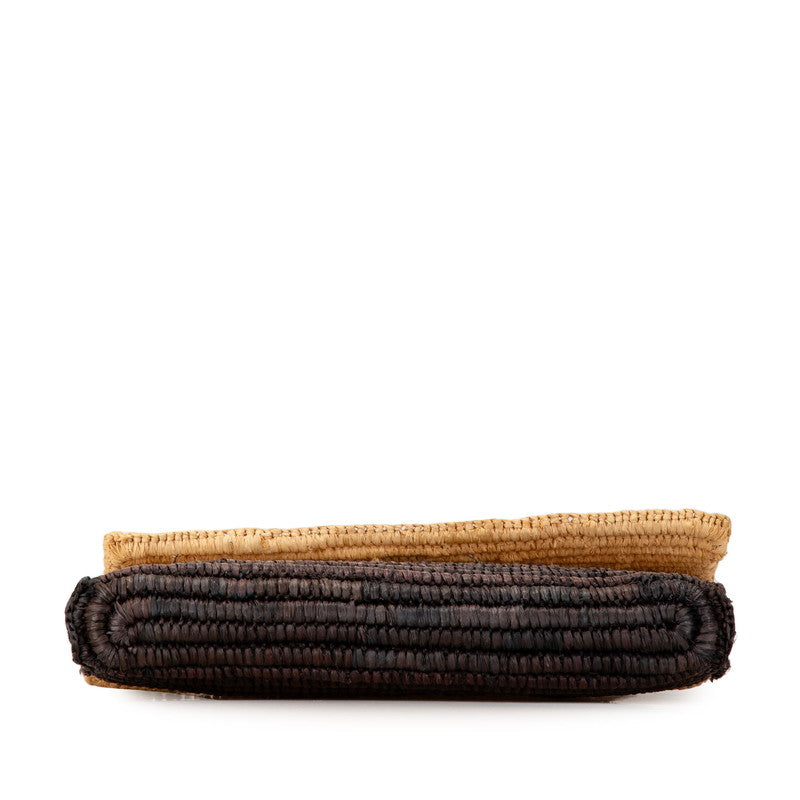 balenciaga Raffia Leather Clutch Bag