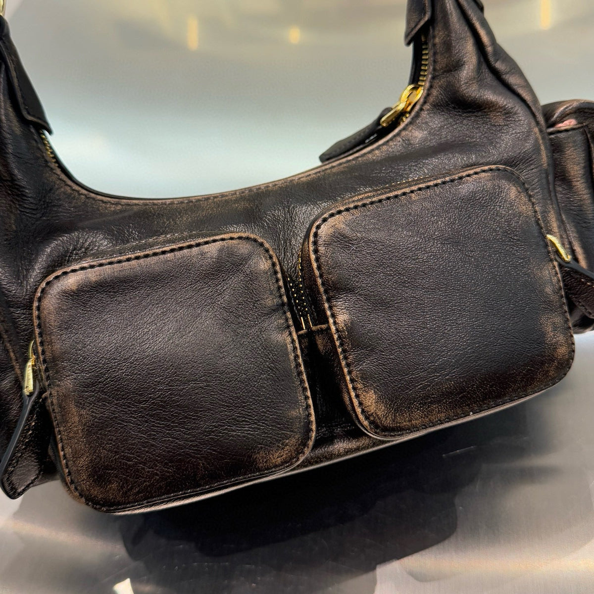 MIU M POCKET NAPPA LEATHER BAG