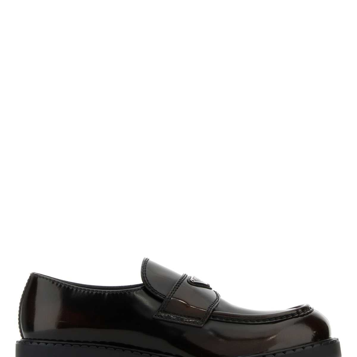 PRADA Premium Leather Chocolate Loafers for Men