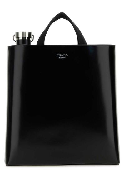 PRADA Structured Leather Shopping Handbag for Men
