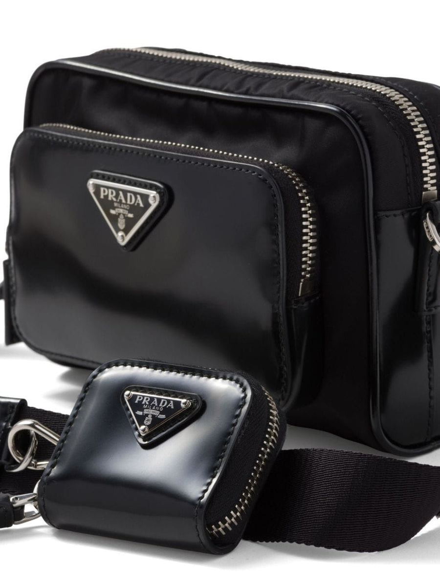 PRADA Re-Nylon and Leather Mini Crossbody Handbag