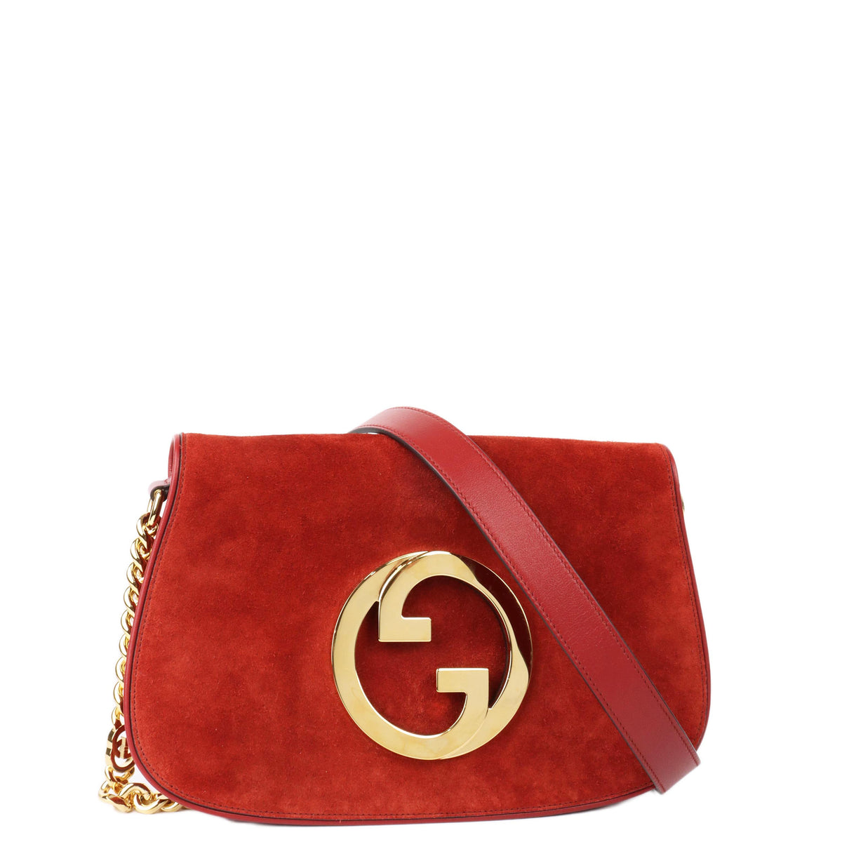Gucci Blondie Red Suede Shoulder Bag.