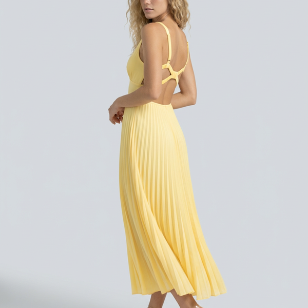 Aby | Pleated V-Neck Maxi Dress