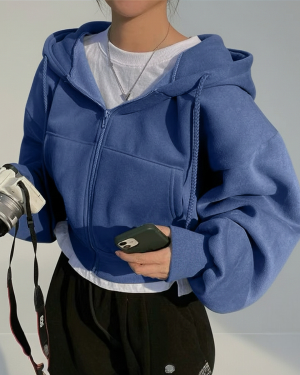 Zaya | Cropped Zip Hoodie