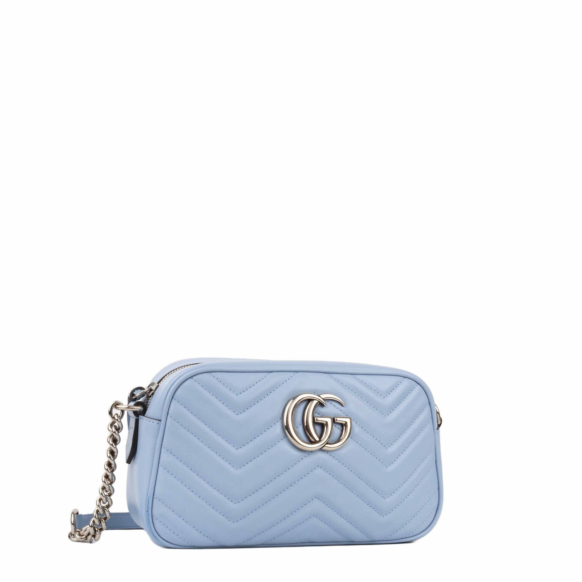 Gucci GG Marmont Small Matelasse Shoulder Bag Blue SHW.