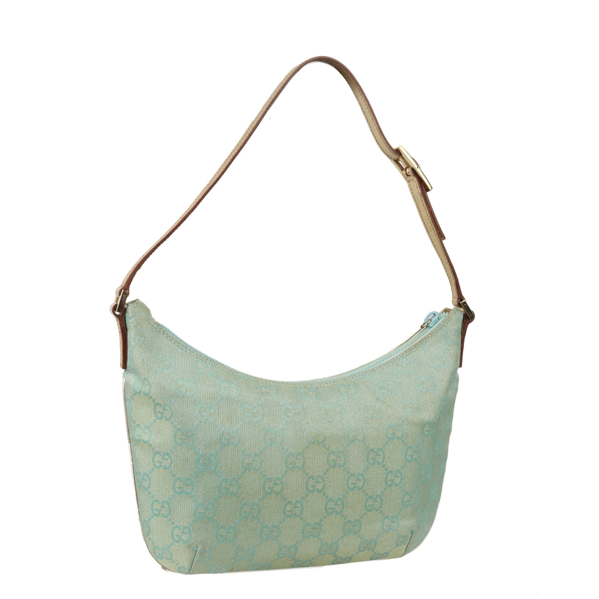 Gucci Vintage Turquoise Crescent Shoulder Bag.