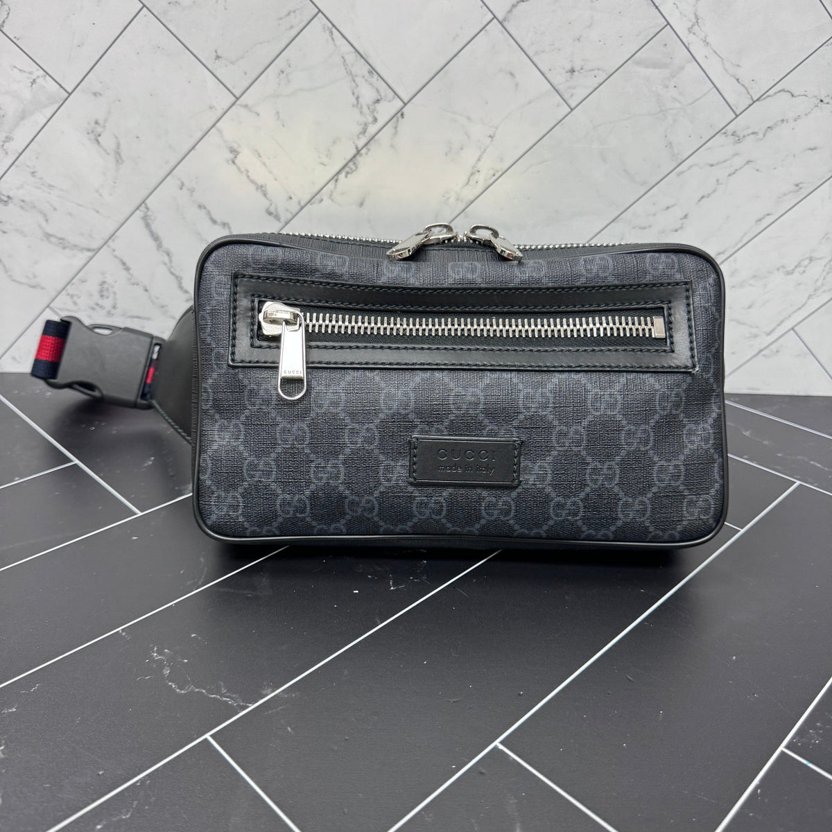 Gucci Black GG Coated Canvas Bum Bag