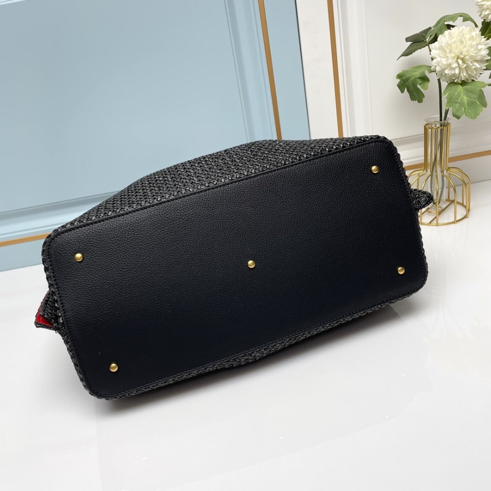 VO GARAVANI MEDIUM STRAW SUMMER TOTE BLACK 35CM