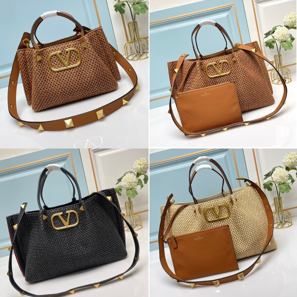 VO GARAVANI MEDIUM STRAW SUMMER TOTE BLACK 35CM