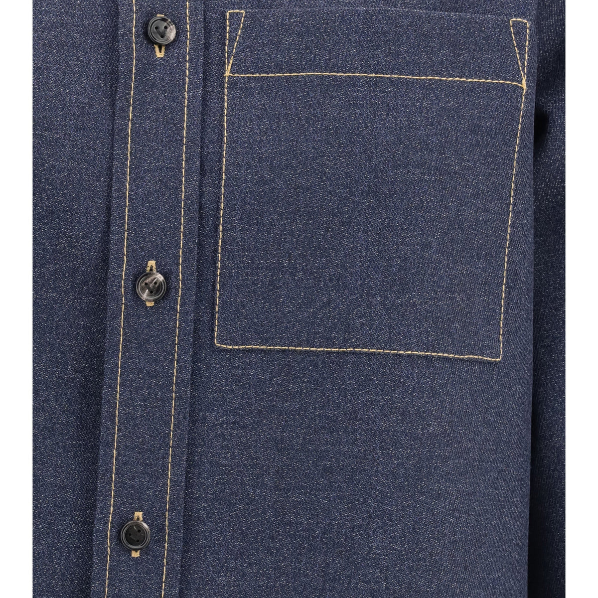 Bottega Veneta Women Denim-Effect Mélange Wool Shirt