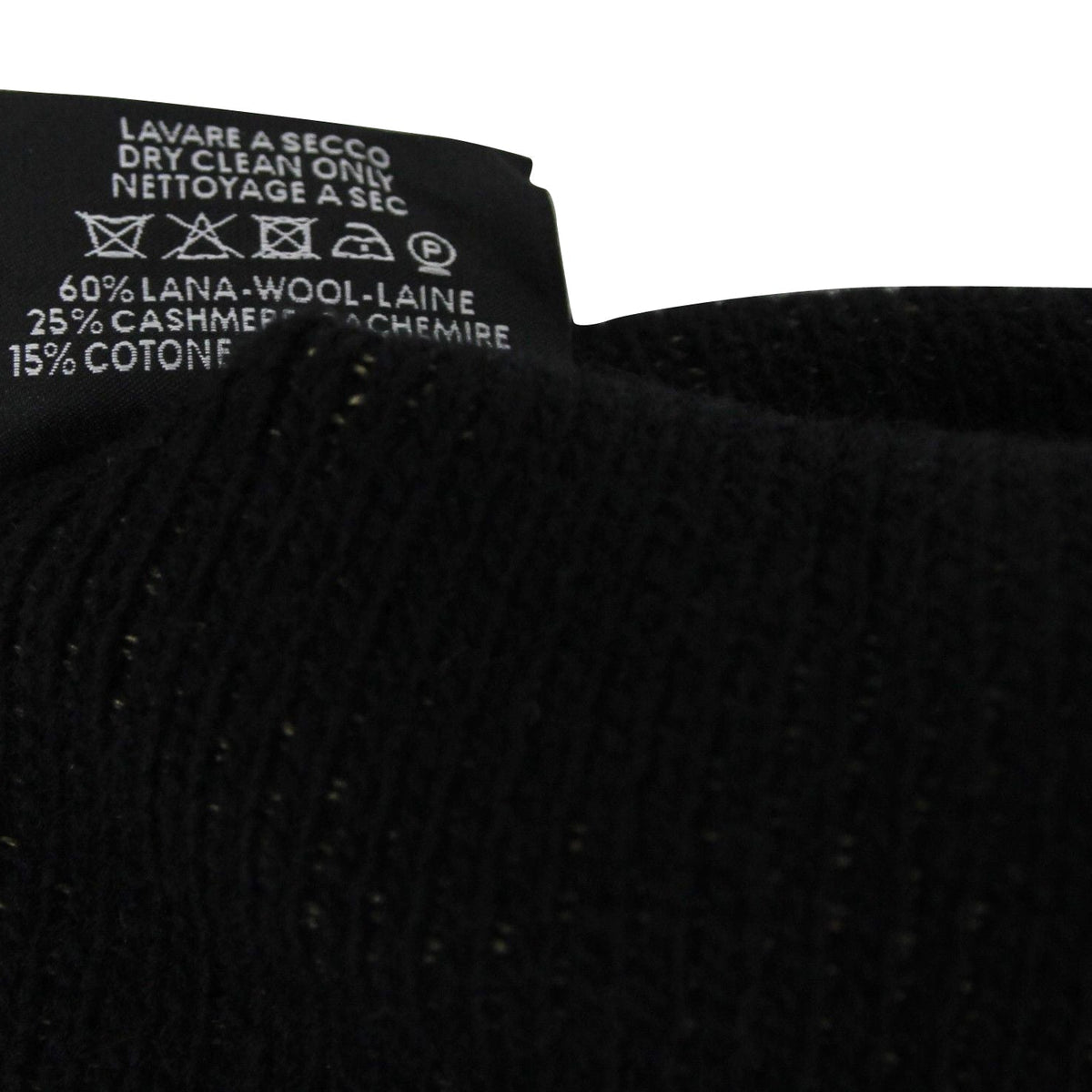 Gucci Unisex Black / Beige Wool Cashmere Cotton Knit Beanie Hat With Logo