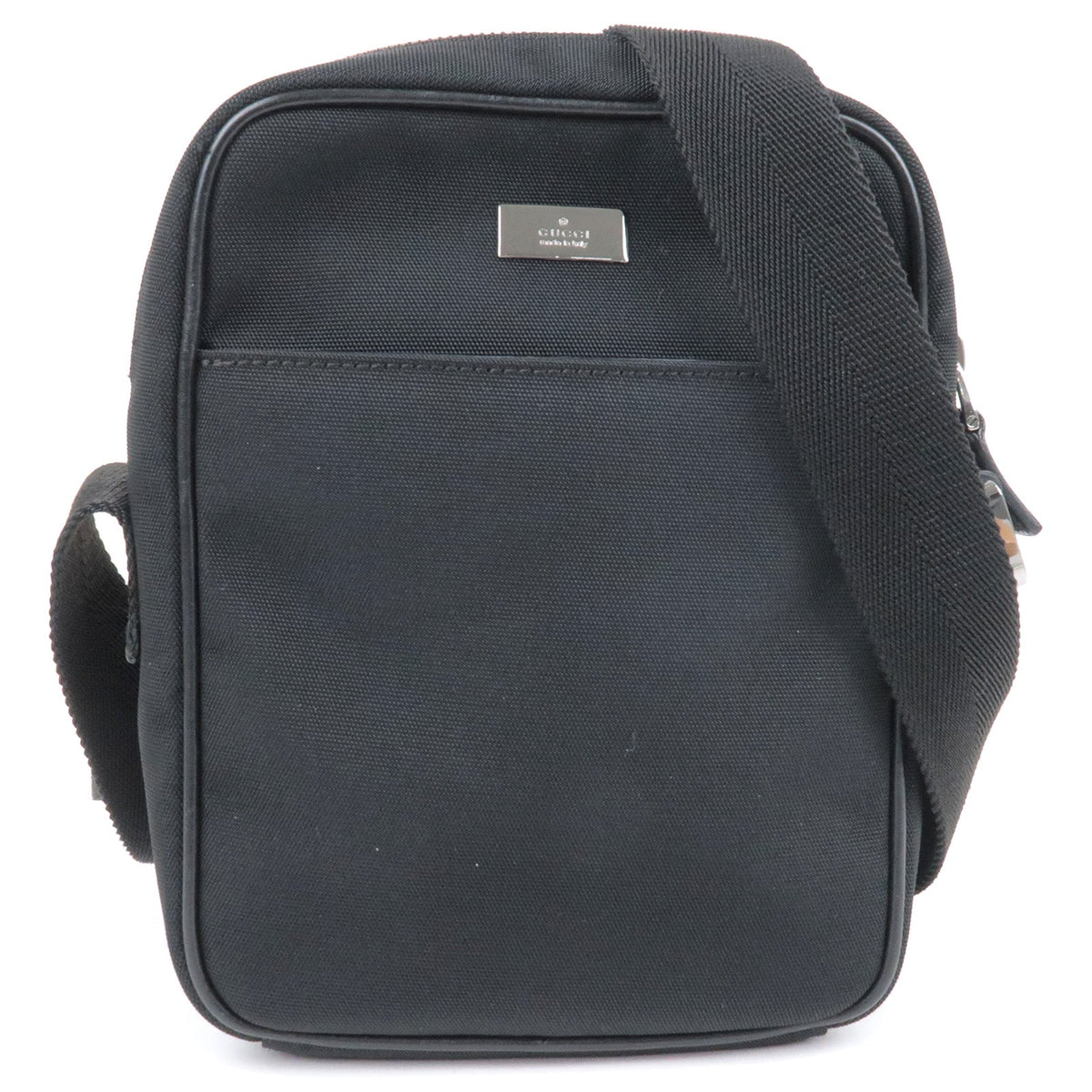 GUCCI Nylon Canvas Leather Shoulder Bag Purse Black 122754