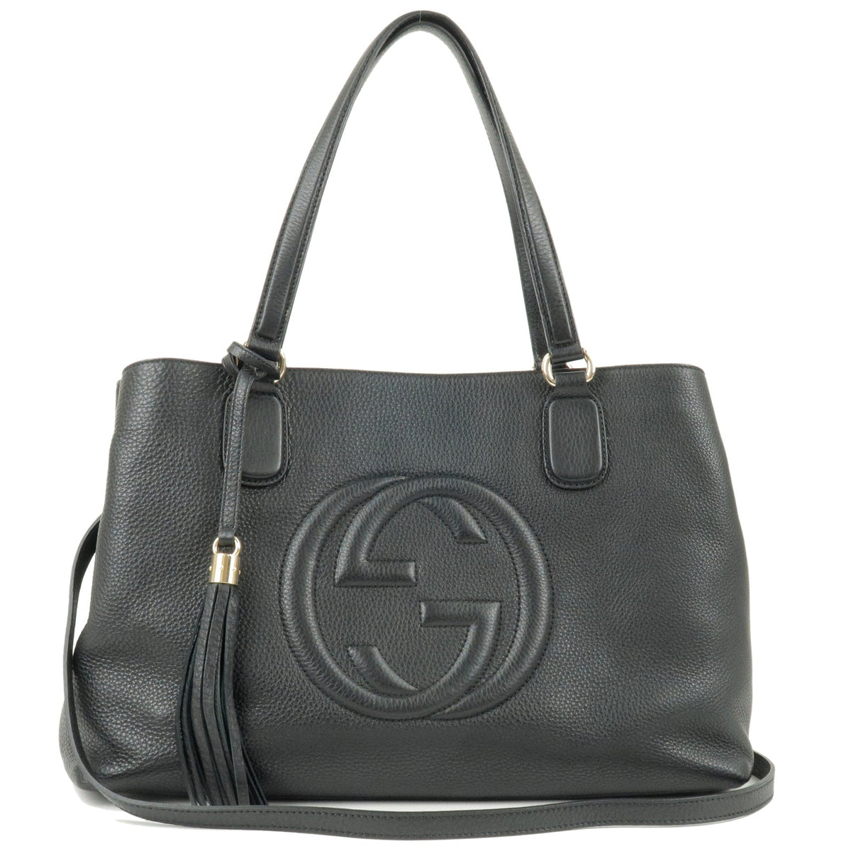 GUCCI SOHO Leather 2 Way Shoulder Bag Tote Bag Black 308363
