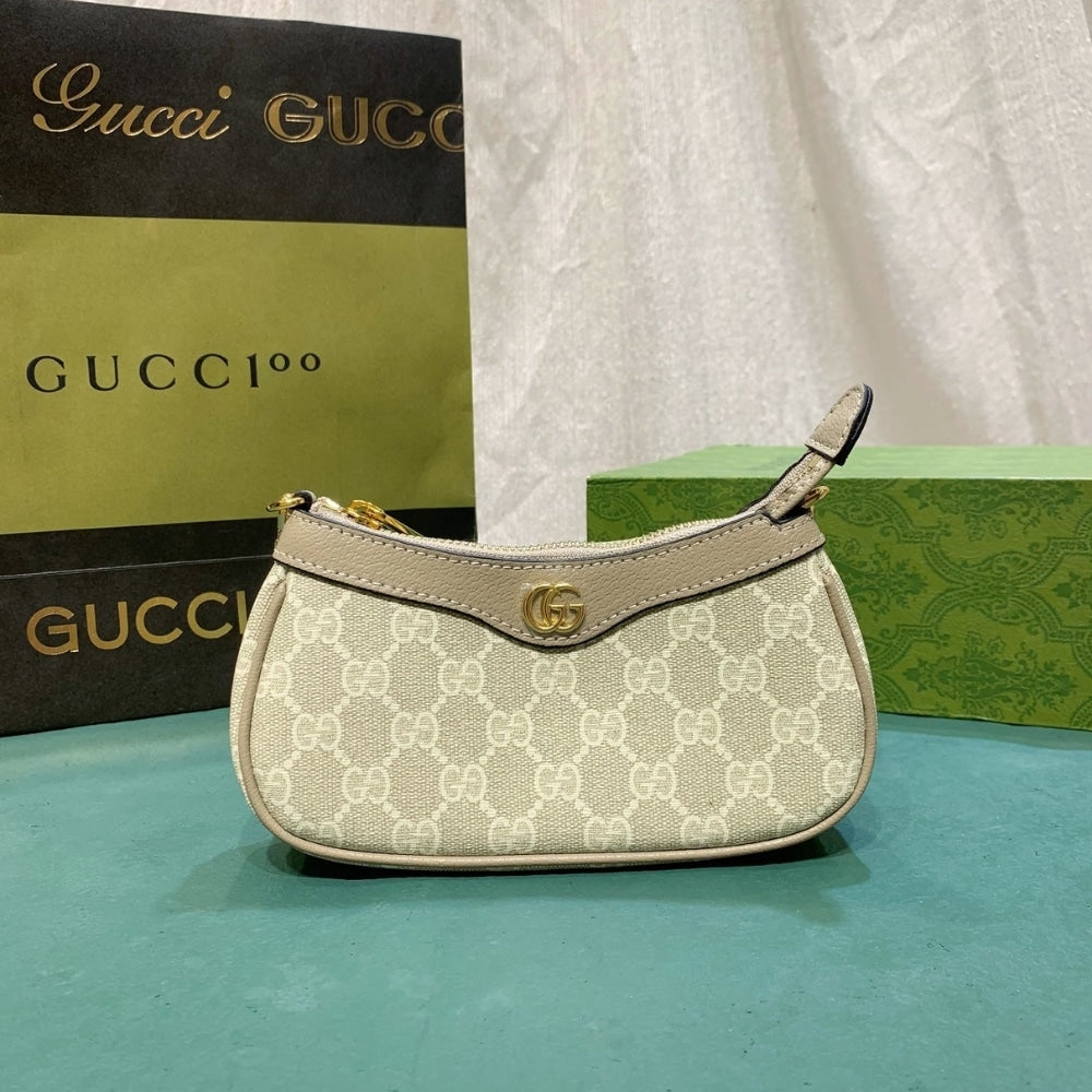 GG OPHIDIA MINI BAG BEIGE AND WHITE 19CM 764960 FACJT 9641