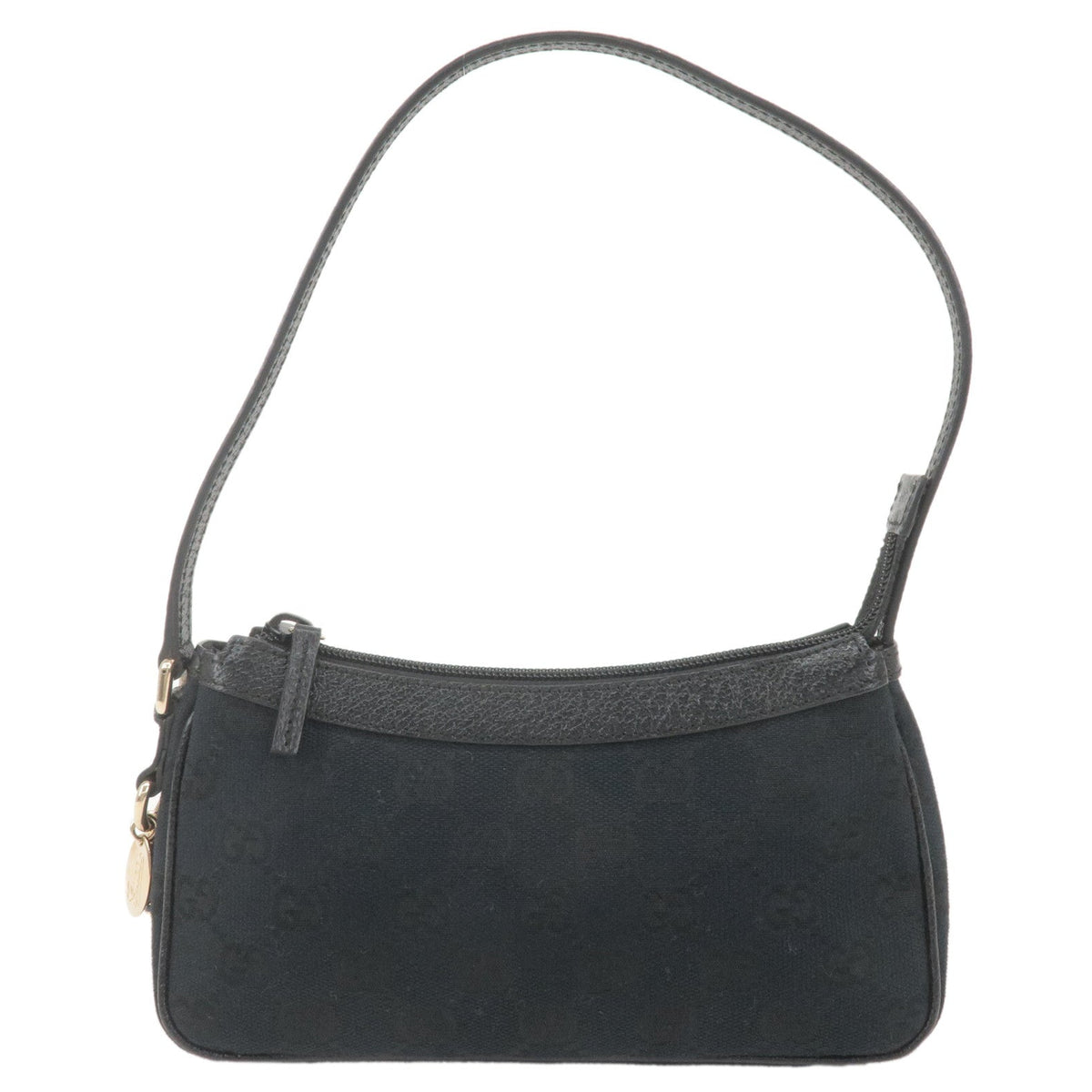 GUCCI GG Canvas Leather Shoulder Bag Accessory Pouch Black 154432