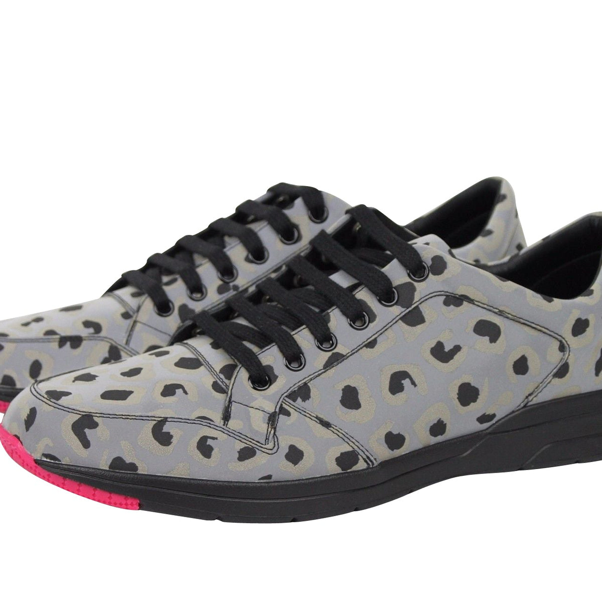 Gucci Men's Reflex Leopard Print Gray Fabric Running Sneakers