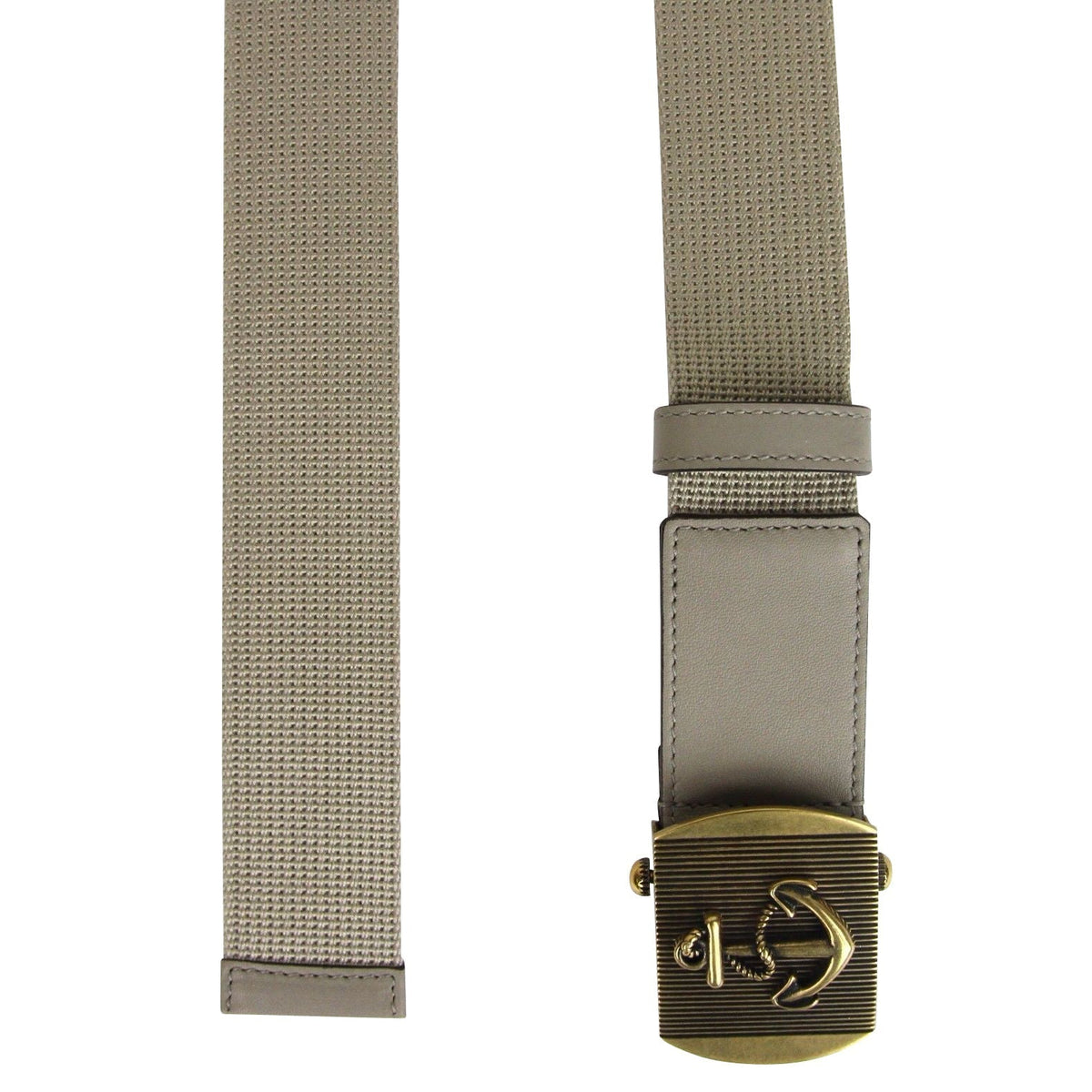 Gucci Men's Military Beige Fabric Belt Anchor Brass Buckle 375191 1523