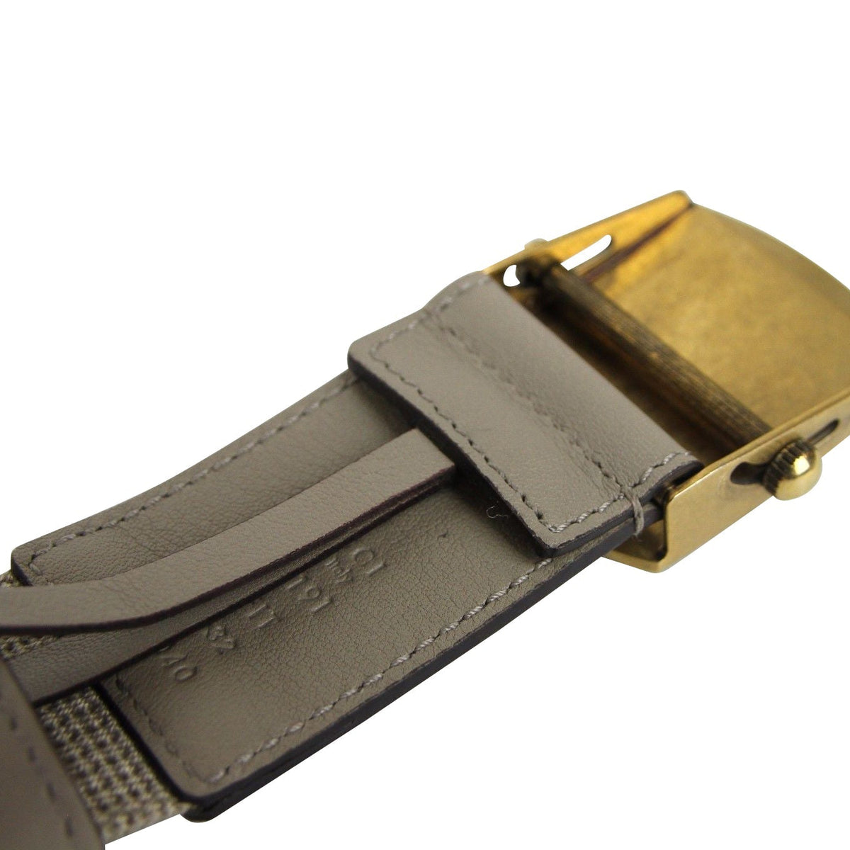 Gucci Men's Military Beige Fabric Belt Anchor Brass Buckle 375191 1523