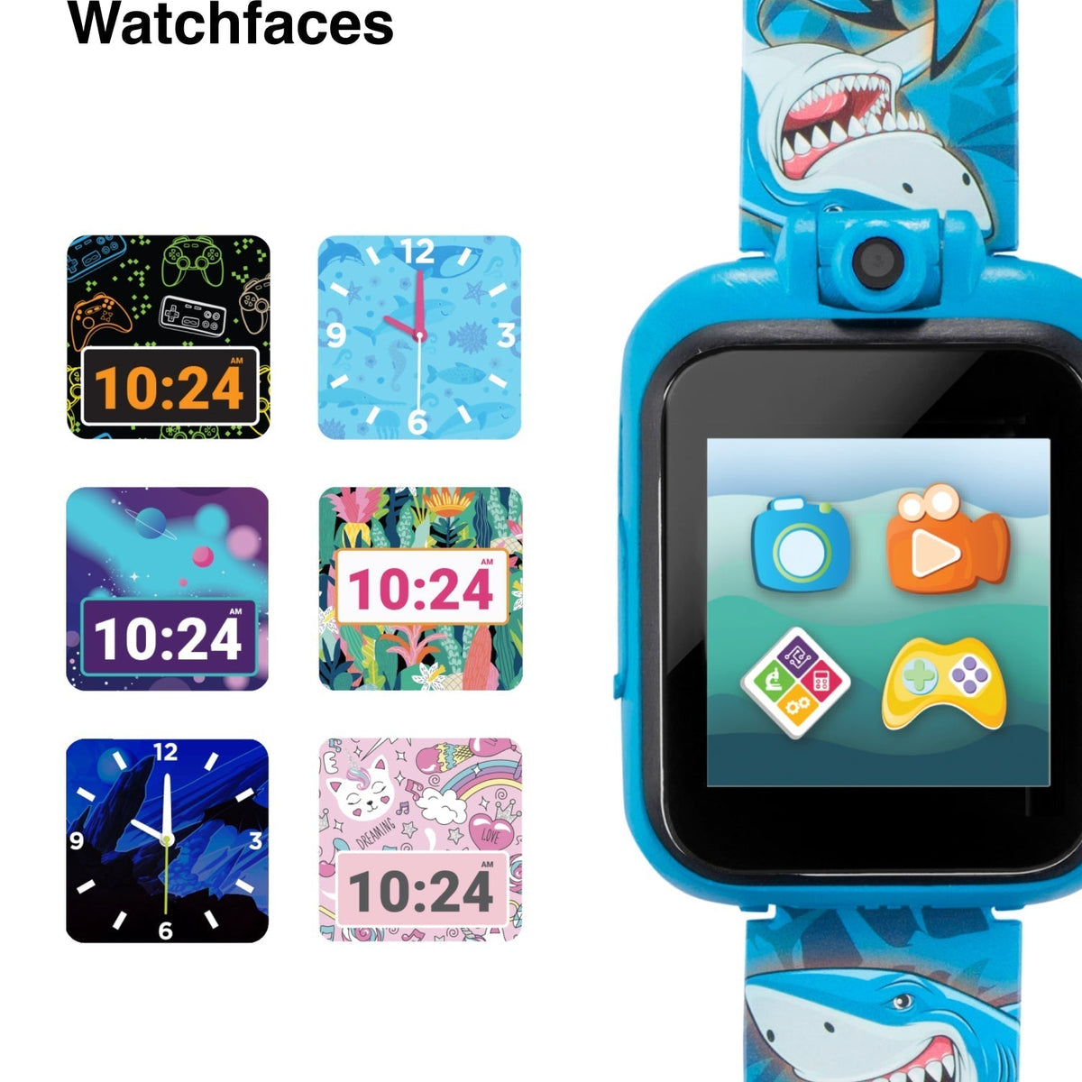 Playzoom Kids Smartwatch & Earbuds Set: Blue Shark