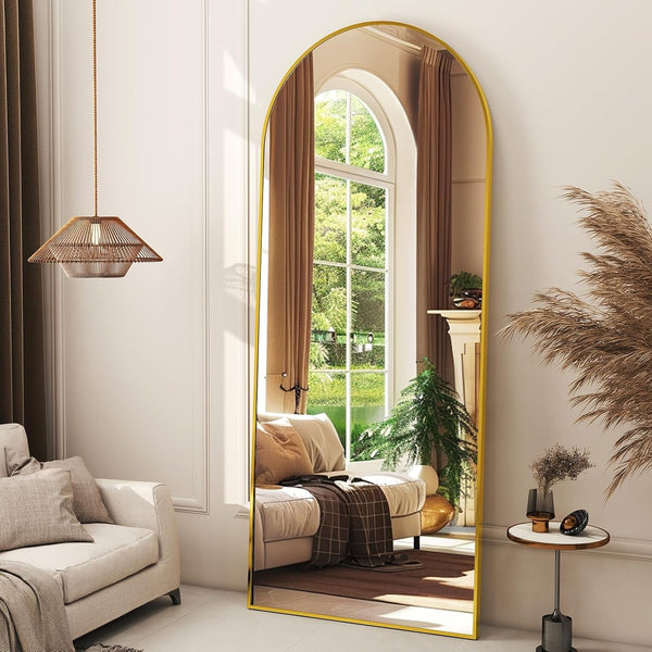 56" X21 Arched Full Length Mirror Floor Mirrors with Aluminum Alloy Frame Free-S