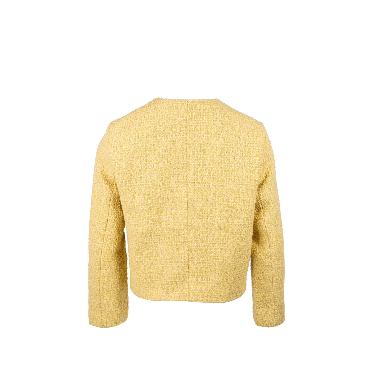 Celine Size 38 boucle chasseur tweed jacket wool/cotton yellow